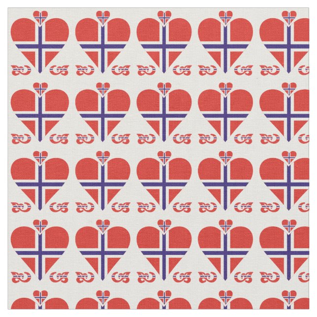 Norway Hearts and Swirls small pattern Fabric (Close Up)