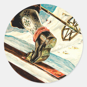 Norway - Home of Skiing Travel Art Classic Round Sticker