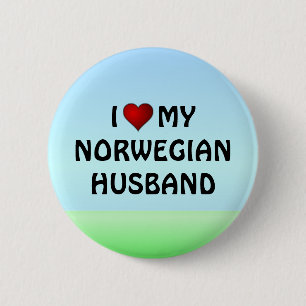 Norway: I LOVE MY NORWEGIAN HUSBAND 6 Cm Round Badge