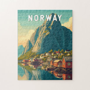 Norway Illustration Travel Art Vintage Jigsaw Puzzle