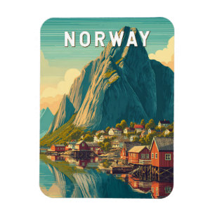Norway Illustration Travel Art Vintage Magnet