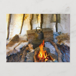 Norway, inside a Sami tent, Lapland Postcard