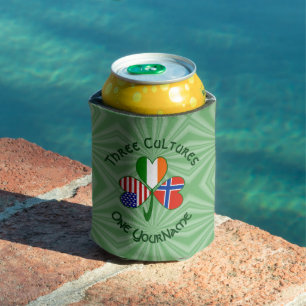 Norway Ireland USA Shamrock Flag Personalised  Can Cooler