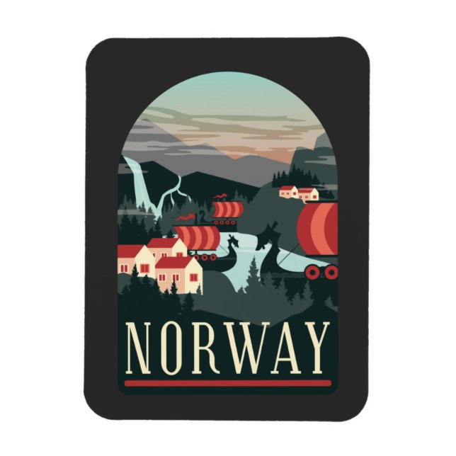 Norway Landscape Vintage  Magnet (Vertical)