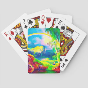 Norway landscape with a rainbow playing cards