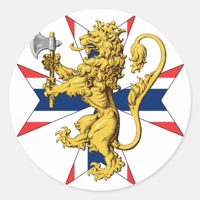 Norway Lion Cross Norwegian Flag Classic Round Sticker (Front)