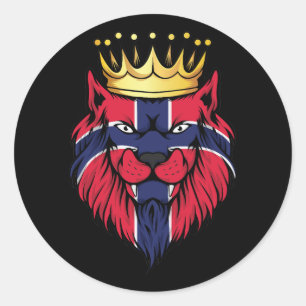 Norway  Lion King Flag Classic Round Sticker