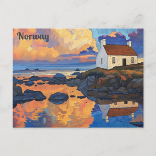 Norway Lofoten Islands Watercolor Norwegian Travel Postcard