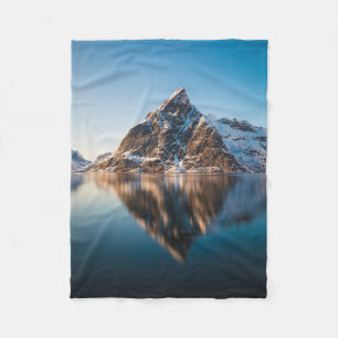 Norway Lofoten Mountain Fleece Blanket