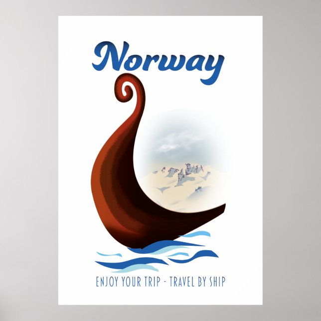 Norway long boat travel poster (Front)