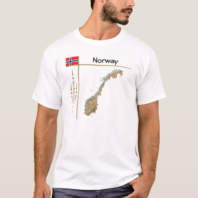 Norway Map + Flag + Title T-Shirt (Front)