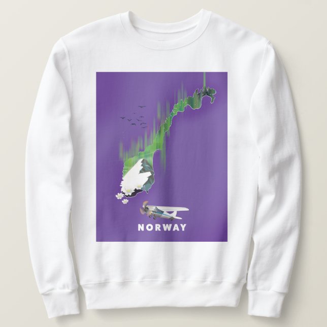 Norway Map Illustrated print poster. Sweatshirt (Design Front)