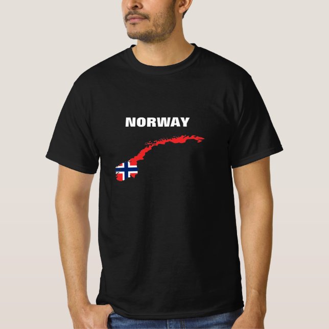 Norway Map with Flag on T-Shirt (Front)