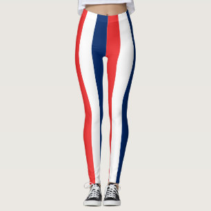 Norway National Flag Colours Vertical Striped Leggings