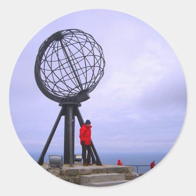 Norway, North Cape, globe symbol Classic Round Sticker (Front)
