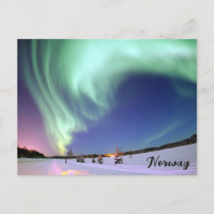 Norway Northern Lights Nordic Travel Photo Postcard