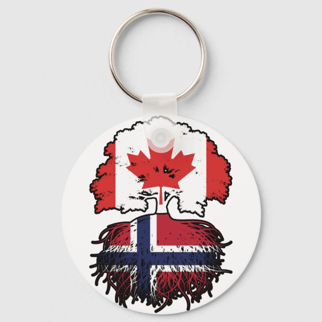 Norway Norwegian Canadian Canada Tree Roots Flag Key Ring (Front)