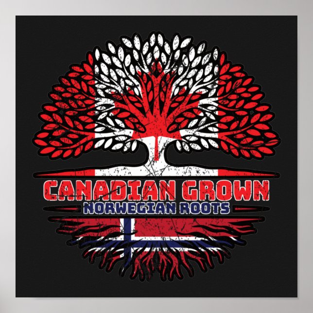 Norway Norwegian Canadian Canada Tree Roots Flag Poster (Front)