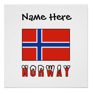Norway Norwegian Flag Black Personalisation Poster