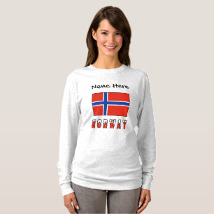 Norway Norwegian Flag Black Personalisation  T-Shirt