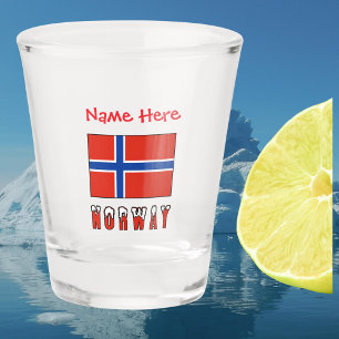 Norway Norwegian Flag Red Personalised Shot Glass