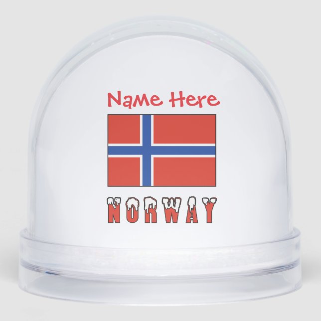 Norway Norwegian Flag Red Personalised  Snowglobe (Front)