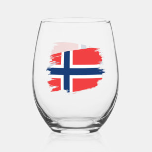 Norway, Norwegian Flag Stemless Wine Glass