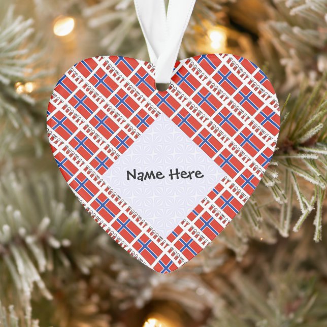 Norway Norwegian Flag Tiled Black Personalisation  Ornament (Tree)