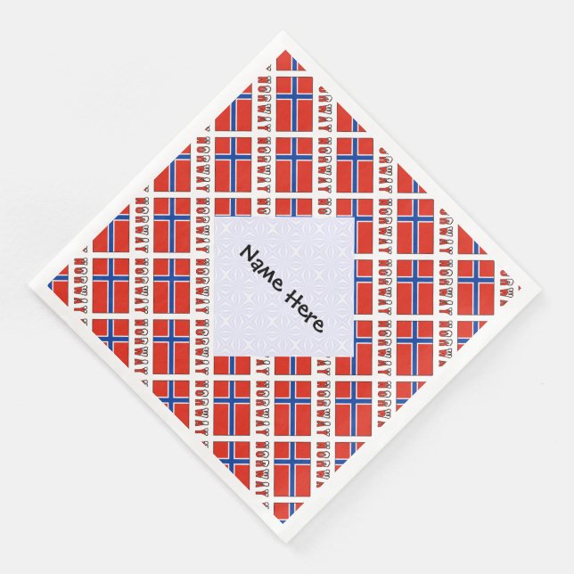 Norway Norwegian Flag Tiled Personalised Name  Napkin (Corner)