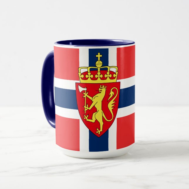 Norway, Norwegian flag, with coat of arms Mug (Front Left)