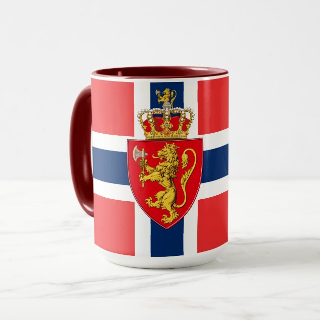 Norway, Norwegian flag, with coat of arms Mug (Front Left)