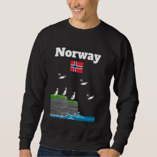 Norway Puffin Colony Sea Cliffs Norway flag travel Sweatshirt