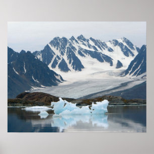 Norway, Receding Glacier and iceberg Poster