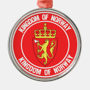 Norway Round Emblem Metal Tree Decoration