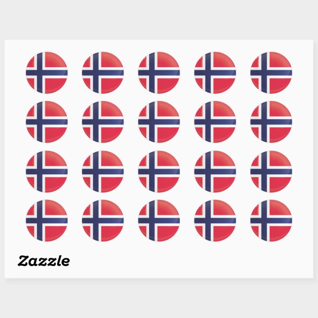 Norway  Round Icon Flag Classic Round Sticker (Sheet)