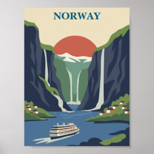 Norway Scandinavia Europe Fjord Minimalist Travel Poster