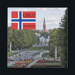 Norway Scandinavia Oslo Vigeland travel souvenir Magnet<br><div class="desc">Norway Scandinavia,  Oslo Vigeland park,  norwegian flag,   travel souvenir</div>