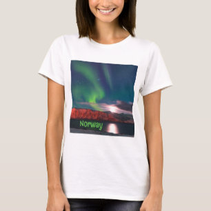 Norway Scandinavian Northern Lights Red Cliffs T-Shirt