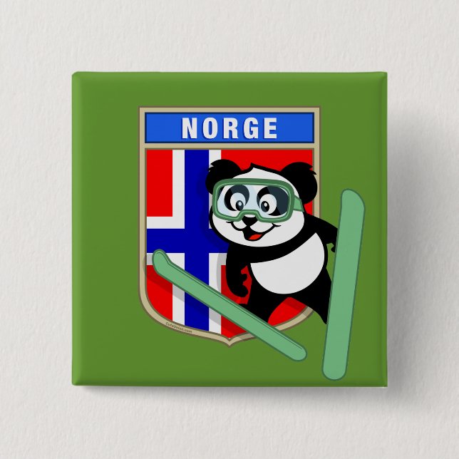 Norway Ski-jumping Panda 15 Cm Square Badge (Front)