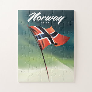 Norway Ski poster Jigsaw Puzzle