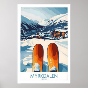 Norway Ski Scene Art - Myrkdalen Mountain Poster