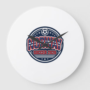 Norway Soccer 2026 Soccer Bold Country Typography  Large Clock