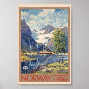 Norway Summer Season June-September Vintage Poster