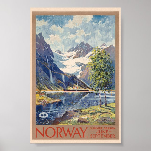 Norway Summer Season June-September Vintage Poster (Front)