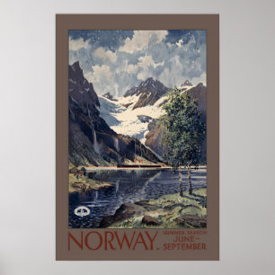 Norway Summer Season June September Vintage Travel Poster