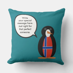 Norway Talking Ms Penguin Personalised  Cushion