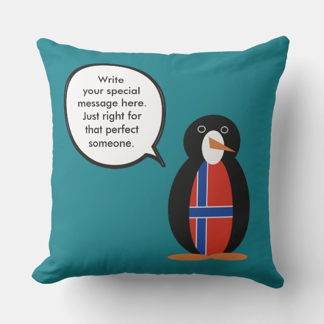 Norway Talking Ms Penguin Personalised  Cushion (Front)