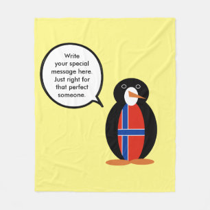 Norway Talking Ms Penguin Personalised Fleece Blanket