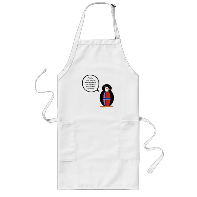 Norway Talking Ms Penguin Personalised  Long Apron (Front)
