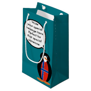 Norway Talking Ms Penguin Personalised Small Gift Bag